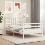 VidaXL Cadru pat fără saltea, alb, 100x200 cm, lemn masiv pin