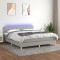 vidaXL Pat cu arcuri, saltea și LED, gri deschis, 160x200 cm, textil 3133725