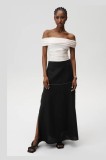 Undress Code fustă din in Serenity Skirt Stitch culoarea negru, maxi, drept, 893