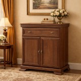 Comoda dormitor si living, VM1, Pal Melaminat, cu 2 usi, un sertar, cu elemente din MDF, Nuc