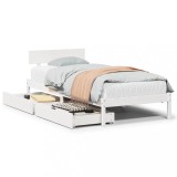 Cumpara ieftin Cadru de pat fara saltea, alb, 90x200 cm, lemn masiv pin
