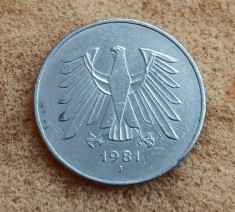 C50 - Moneda foarte veche - Germania - 5 marci - 1981 litera J