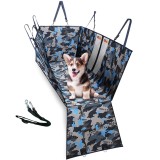 Husa auto de protectie bancheta pentru transport animale, Linomag&reg;, pentru caini si pisici, Impermeabila, Antialunecare, Camuflaj albastru, 145 x 130