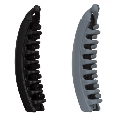 Set Clame Păr, Tip Banana, Lungime 12.5 cm, Culoare Negru și Gri, 2 Bucăți foto