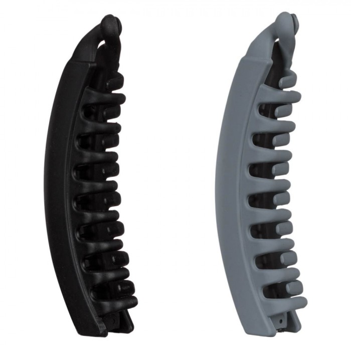 Set Clame Păr, Tip Banana, Lungime 12.5 cm, Culoare Negru și Gri, 2 Bucăți