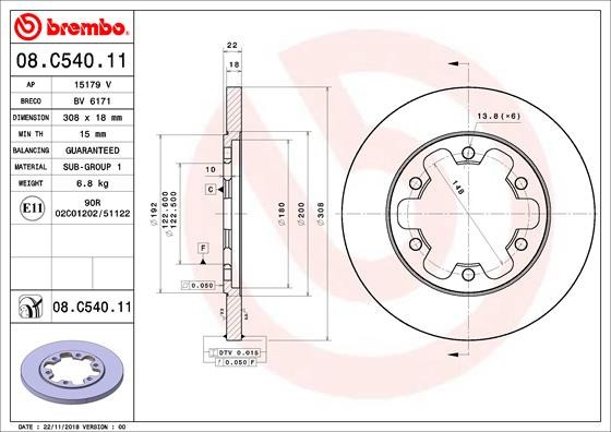 BREMBO 08.C540.11 PRIME LINE - UV Coated Disc frana