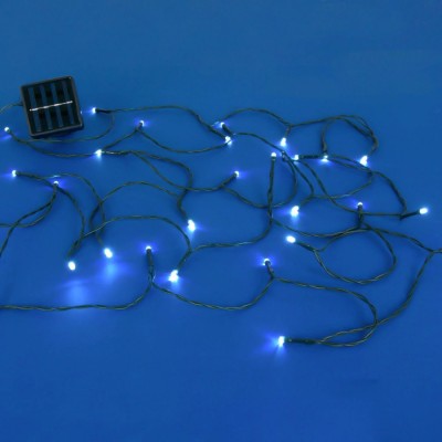 Instalație Lumini Solare, Model LED, 60 Becuri, Alb Rece, Lungime 10.3m, IP44, Cablu Verde foto