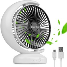 Ventilator Portabil de Birou cu Acumulator si 3 Trepte de Viteza