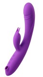 Vibrator Triple Delight, 10 Moduri Vibratii, 5 Moduri Suctiune, Silicon, USB, Mov, 23.5 cm, Mokko Toys