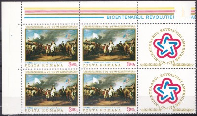 TSV % - 1976 LP 904 A BICENTENARUL REVOLUTIEI AMERICANE, BLOCX4, MNH/** LUX foto