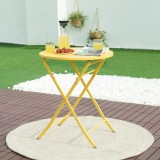 Masa pliabila gradina Sande 71x62cm rotunda otel galben [en.casa] HausGarden Leisure