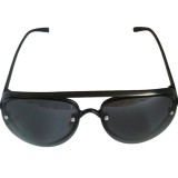 Ochelari de soare barbati, negri aviator, Plastic, Negru