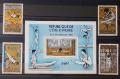 Coasta de fildes 1980 sport Jocurile Olimpice Moscova 80 ,serie+bloc mnh