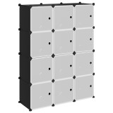 Cumpara ieftin Organizator cub de depozitare cu usi, 12 cuburi, negru, PP