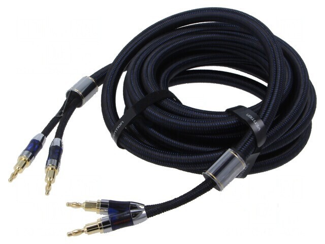 Cablu banana mufa x2 5m aurit negru
