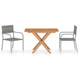 Cumpara ieftin Set mobilier gradina, 3 piese, poliratan si lemn masiv acacia