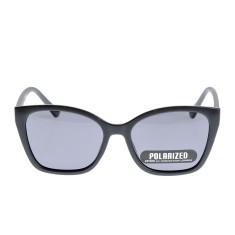 Ochelari de soare polarizati negri cu forma cat-eye si lentile gri