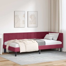 vidaXL Cadru de pat colțar cu headboard bordo 100 x 200 cm Catifea