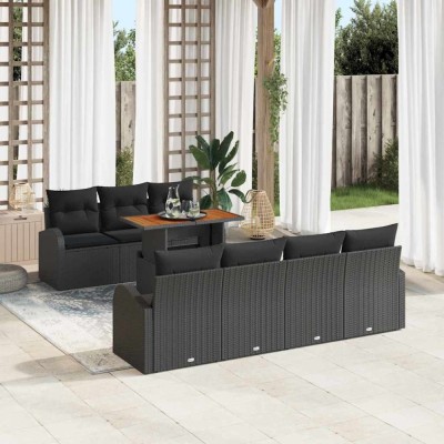 vidaXL Set de canapele pentru grădină 8 pcs Negru 100 x 55 x 73 cm foto