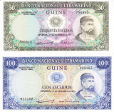 Bancnota Guineea Portugheza (Guineea Bissau) 50 si 100 Escudos 1971 - P44/45 UNC