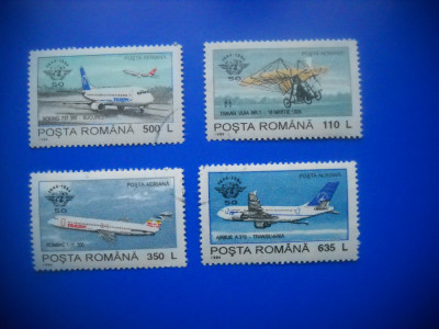 HOPCT LOT NR 401 OACI AVIATIA CIVILA 1994 -AVION -4 TIMBRE VECHI-STAMPILAT-RO foto