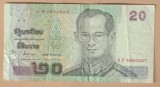 (1) BANCNOTA THAILANDA - 20 BAHT 2003, REGELE RAMA IX