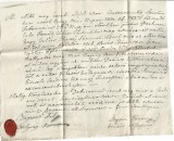 A3035N Locuitorul rom&acirc;n Velan Văsăliță din Borcut, &icirc;mprumut, T&acirc;rgu Lăpuș, Maramureș, anul 1832, limba maghiară, sigiliu &icirc;n ceară roșie