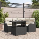 Set grădină 5 piese vidaXL cu perne Negru Poliratan