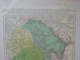 Harta Rom&acirc;niei de Hafius la 1744 tipar original din 1880