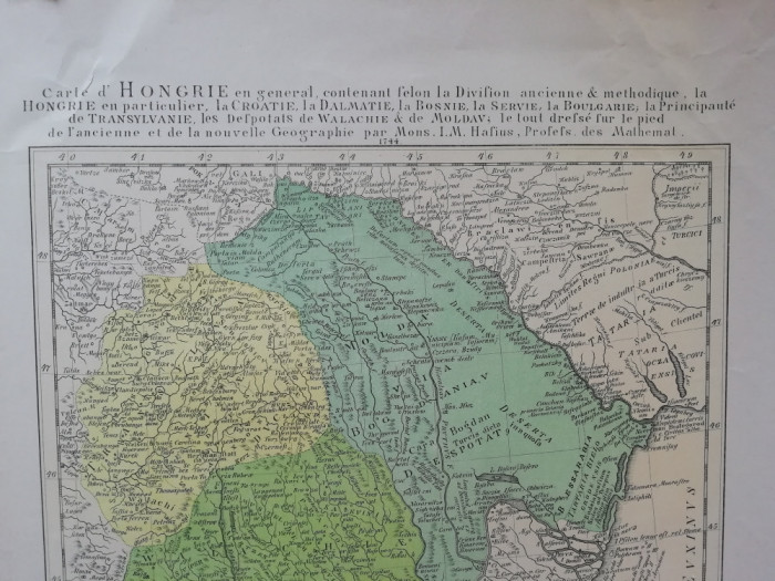 Cadou de colecționar: Harta Rom&acirc;niei de Hafius la 1744 tipar original din 1880