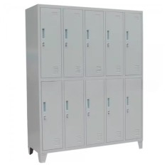 Vestiar metalic Premium cu picioare 10 usi (5x2) 1500x500x1920 mm (LxlxH), Neasamblat, PLUS