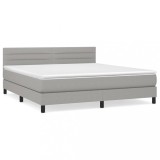 Cumpara ieftin Pat continental cu saltea, gri deschis, 160x200 cm, textil