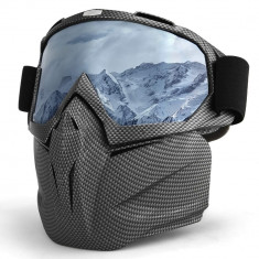 Masca protectie fata, plastic dur + ochelari ski, lentila argintie, MCMFA01 foto