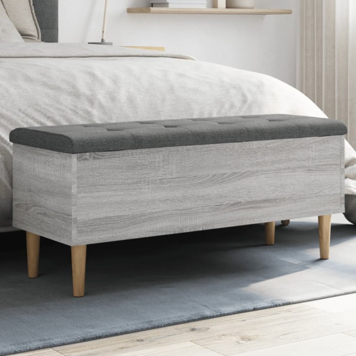 vidaXL Bancă de depozitare, gri sonoma, 102x42x46 cm, lemn prelucrat 835087