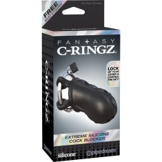 Extreme Silicone Cock Blocker Negru pentru Chastitate