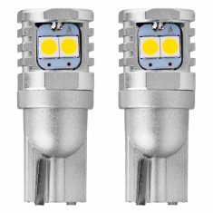 Bec de pozitie tip LED Canbus, T10 W2.1x9.5 W5W W10W 12V/24V , 3030 6SMD,, culoare alb , AMIO, set 2 buc