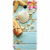 Husa silicon pentru Xiaomi Redmi Note 4, Blue Wood Seashells Sea Star