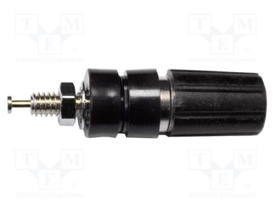 Conector banană 4mm soclu 15A 2,5kV negru aurit pe panou MUELLER ELECTRIC foto