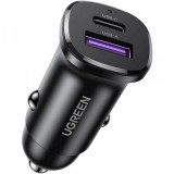 Incarcator Auto UGREEN EC305, 30W, 3A, 1 x USB-A - 2 x USB-C, Negru