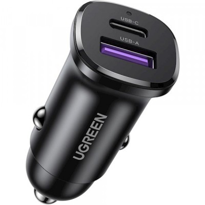 Incarcator Auto UGREEN EC305, 30W, 3A, 1 x USB-A - 2 x USB-C, Negru foto