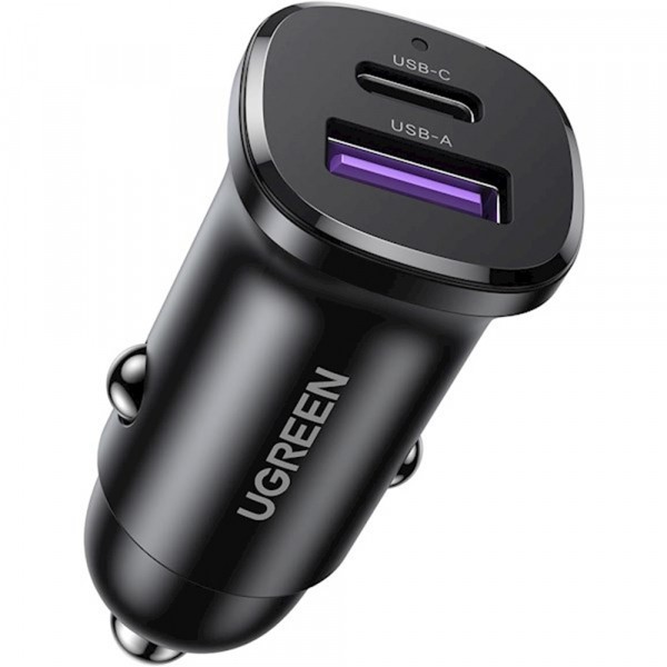 Incarcator Auto UGREEN EC305, 30W, 3A, 1 x USB-A - 2 x USB-C, Negru