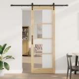 Set Ușă Glisantă vidaXL cu Set de Feronerie 83x232 cm Lemn Masiv de Pin, Ușa Interioară vidaXL cu Sticlă &#039;ORKDAL&#039;83x232x4 cm Lemn Masiv de Pin