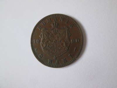 Rară! Romania 2 Bani 1900 eroare de batere:crăpătură deasupra cifrei 9 foto