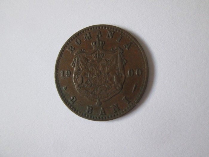 Rară! Romania 2 Bani 1900 eroare de batere:crăpătură deasupra cifrei 9