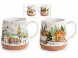 Set 2 cani Craciun portelan multicolor &Oslash; 11 cm x 11 H, 500 ml