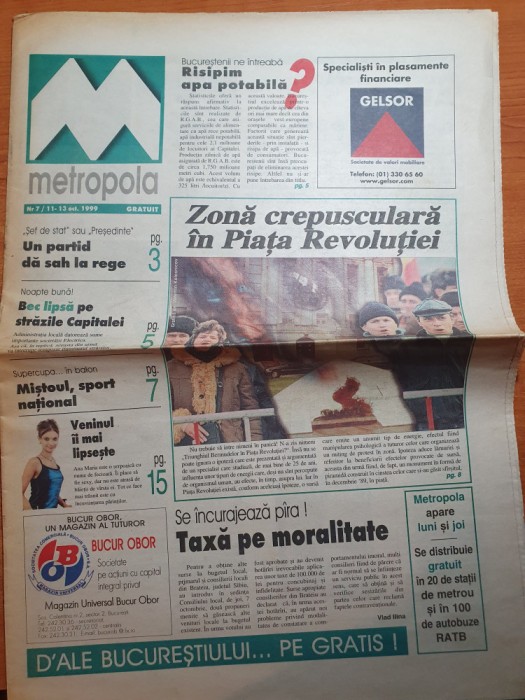 ziarul metropola 11-13 octombrie 1999-art natalia oreiro,stefan banica jr,nadine