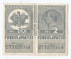 *Romania, lot 1026 cu 1 diptic fiscal de aviatie, 1936, MNH foto