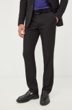Sisley pantaloni barbati, culoarea negru, drept