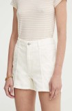 Levi&#039;s pantaloni scurti jeans CARPENTER SHORT femei, culoarea bej, neted, high waist, A8719
