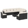 Set canapele de gradina cu perne, 11 piese, negru, poliratan